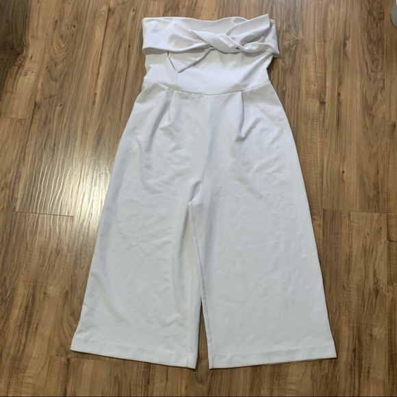Pants - White Culotte Jumpsuit